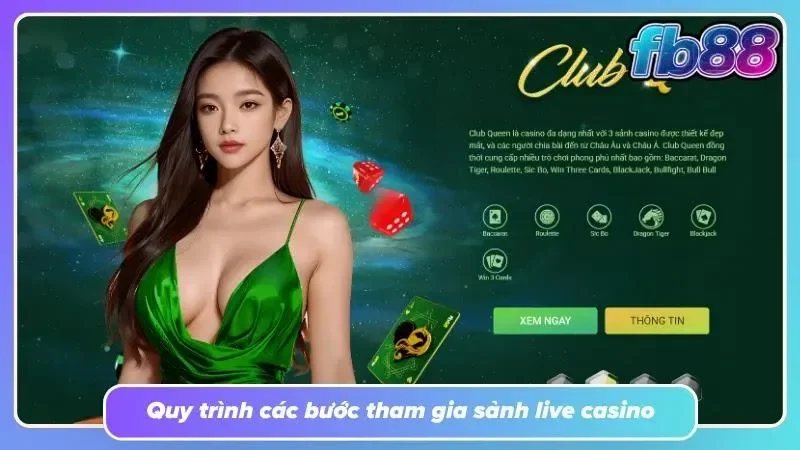 Các bước hướng dẫn chơi casino tại FB88